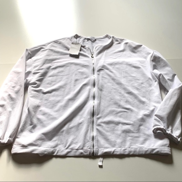 Zara NWT white bomber varsity jacket large - Picture 1 of 4
